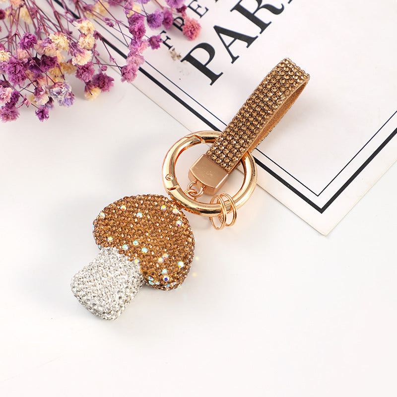 Wholesale 10pcs Zinc Alloy Mushroom Diamond Keychain